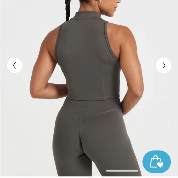 Oner Active timeless half zip crop tank deep taupe - Picture 2 of 2